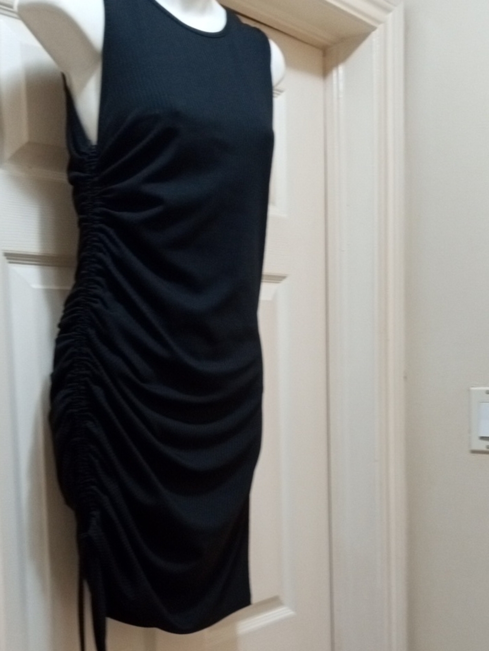 Black Ruched Side Tank Mini Dress